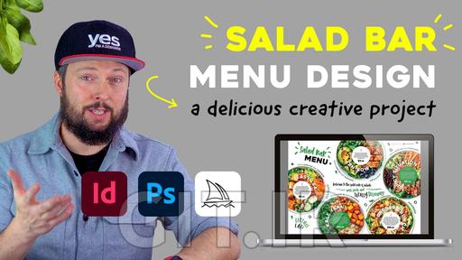 طراحی منوی بار سالاد با استفاده از Adobe InDesign، فتوشاپ و Midjourney