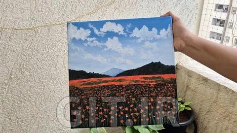 نقاشی منظره با آکریلیک برای مبتدیان: مزرعه شقایق