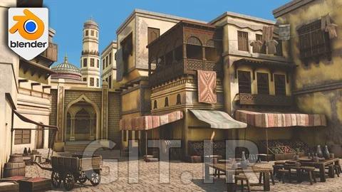 محیط بازار عربی استایل شده در Blender: ساخت صحنه 3D