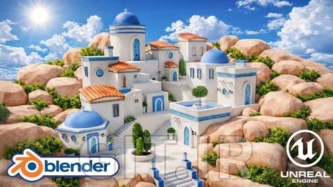 بلندر به Unreal Engine 5: محیط یونانی استایل شده