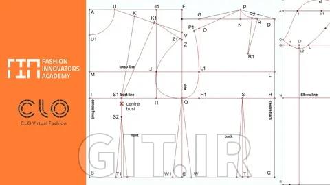 الگوسازی با CLO3D - الگوی اولیه بالاتنه جذب و آستین