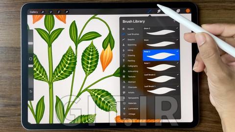 دوره Procreate - ساخت قلم‌موهای برگ، گلبرگ و ساقه + پروژه